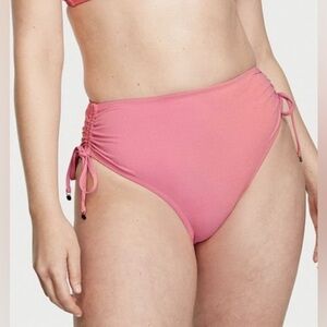 Victoria Secret Swimwear High Waist Bikini Bottom Women Size L Metallic Pink